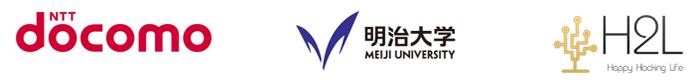 NTT DOCOMO, INC., and Meiji University and H2L Inc. logo