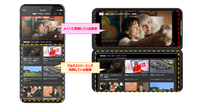 画面イメージ：「ひかりTV for docomo」マルチストリーミング機能