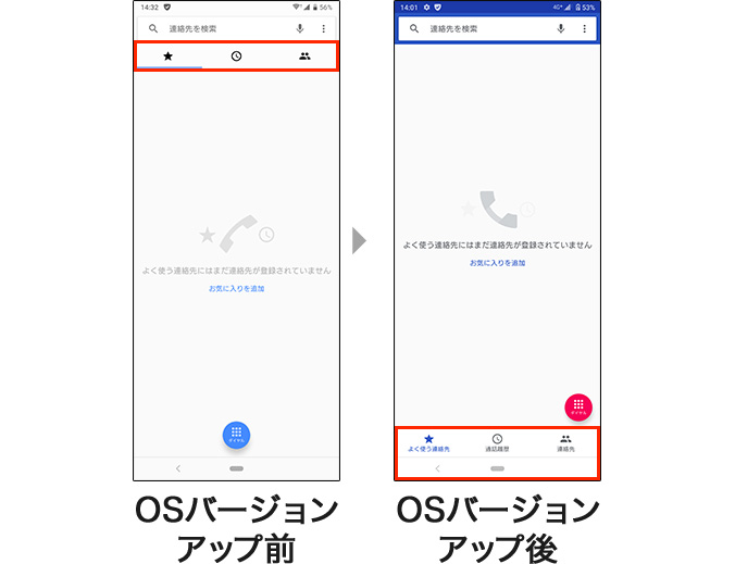 電話UIの変更の画像